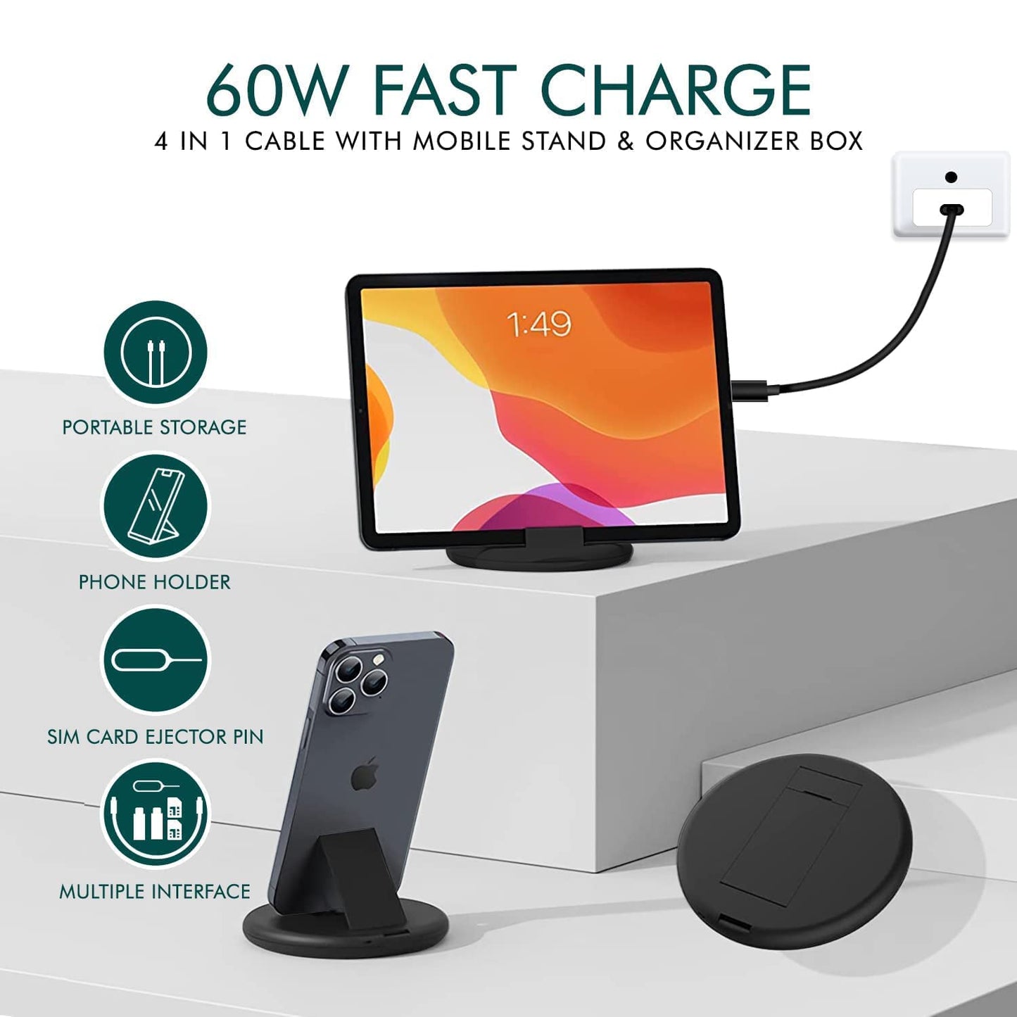 All-in-One 60W Fast Charging Travel Cable Set